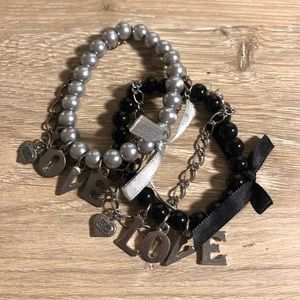 Love black and grey bracelet with bow lace